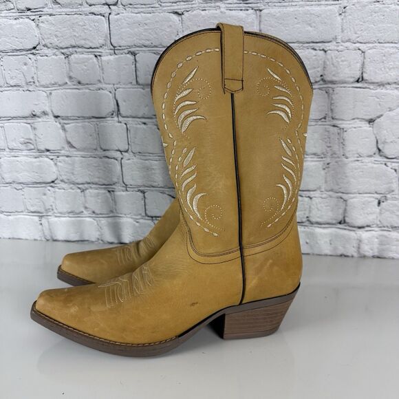 Sterling River Western Cowgirl Boots Women 11M Tan Mid Calf Rodeo Country Boho - Picture 3 of 14